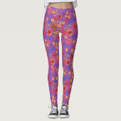 Leggings Granny florale rétro chic imprimer sur Magenta (Devant)