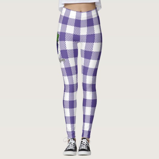 Leggings Grape on Violet Plaid (Devant)