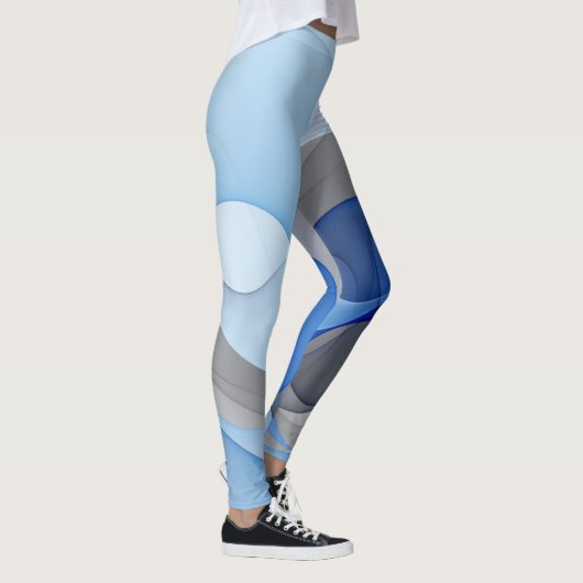 Leggings Graphique d'art fractal gris bleu Abstrait moderne (Droite)