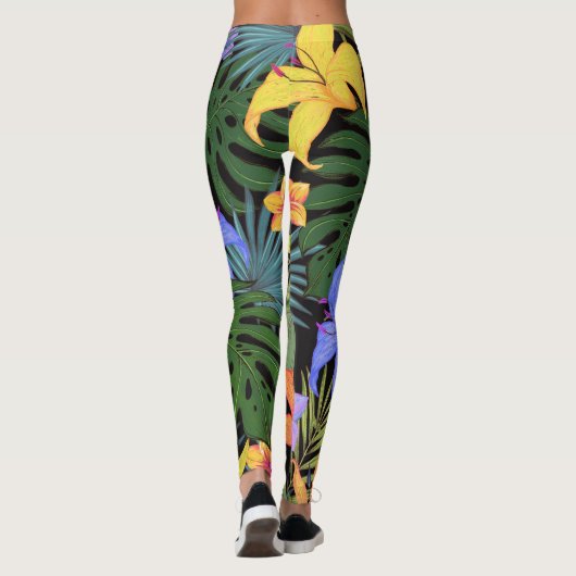 Leggings Graphique de fleur d'Aloha de Hawaii tropical (Dos)