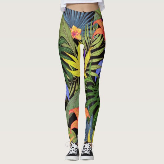 Leggings Graphique de fleur d'Aloha de Hawaii tropical (Devant)