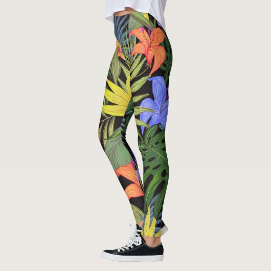 Leggings Graphique de fleur d'Aloha de Hawaii tropical (Gauche)