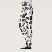 Leggings Graphismes de jeu | Joueuse Noir, Blanc et Rose (Gauche)