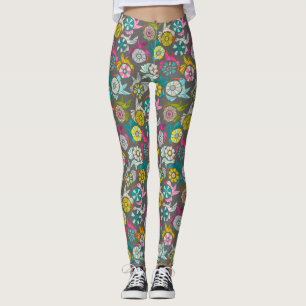Leggings graphite des tourterelles en papier