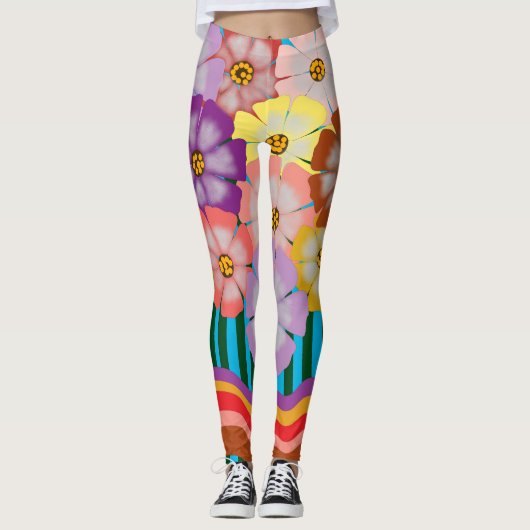 Leggings Grappe florale colorée (Devant)