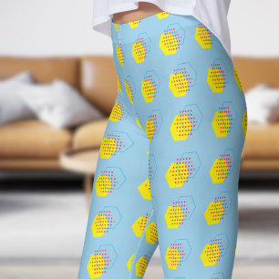 Leggings Gras Cornflower Blue Honey Harvest Motif