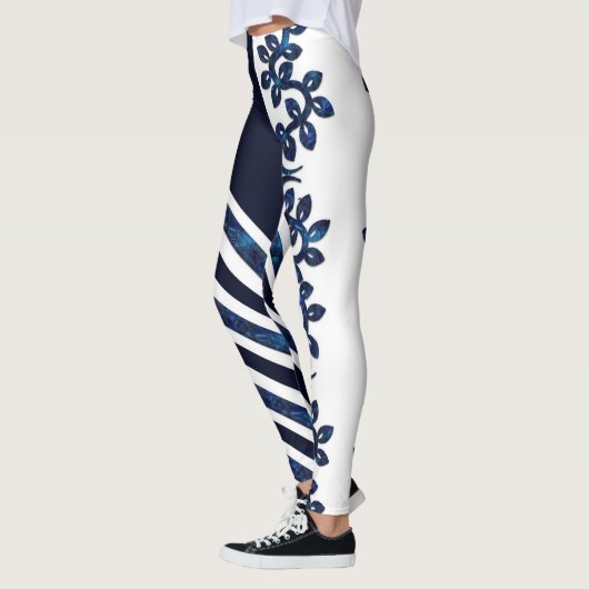 Leggings Gras et Belle conception blanche et bleue (Gauche)