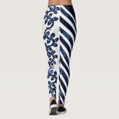 Leggings Gras et Belle conception blanche et bleue (Dos)