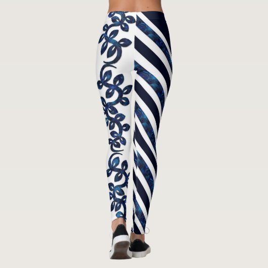 Leggings Gras et Belle conception blanche et bleue (Dos)