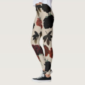 Leggings Gras floral foncé rouge et noir beige Botanique (Gauche)