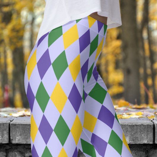 Leggings Gras Lavender Harlequin Check Patten