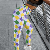 Leggings Gras Lavender Harlequin Check Patten