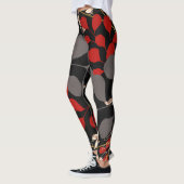 Leggings Gras Noir Rouge Gris Botanique Floral Feuilles (Gauche)