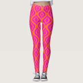 Leggings Gras Orange Hot Rose Summer Ikat Ogee Art Motif (Devant)