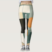 Leggings Gras rétro : Cercles et rectangles Abstraits (Devant)