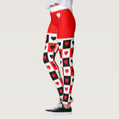 Leggings Gras Rouge, Blanc, Coeurs Noirs XOXO tendance (Gauche)