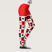 Leggings Gras Rouge, Blanc, Coeurs Noirs XOXO tendance (Droite)