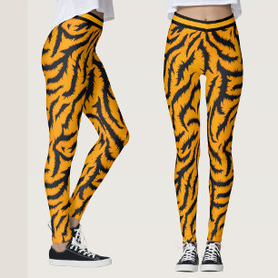 Leggings Gras Tiger Stripes Motif en orange et noir