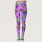 Leggings Grasses de pots de plante violet (Devant)
