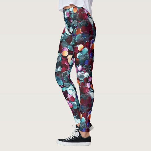 Leggings Gravure de paillettes multicolores (Gauche)