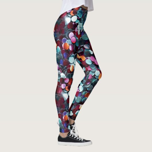 Leggings Gravure de paillettes multicolores (Droite)