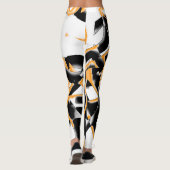 Leggings Gravures ou bandes orange et noir détruites (Dos)