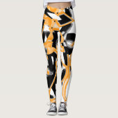 Leggings Gravures ou bandes orange et noir détruites (Devant)