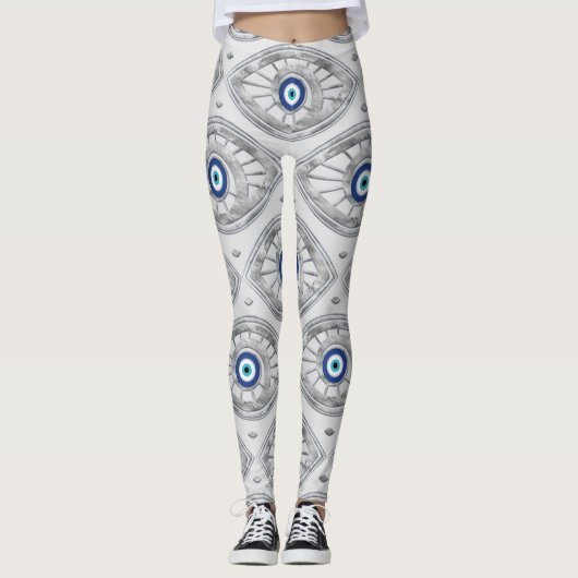Leggings Grec Mati Mataki - motif d'oeil mauvais de (Devant)