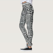 Leggings Greek Meander - Greek Key Black and White Marble (Gauche)
