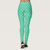 Leggings Green and white simple floral pattern retro (Dos)