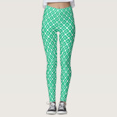 Leggings Green and white simple floral pattern retro (Devant)