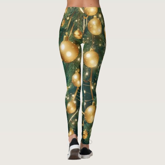 Leggings Green Baubles Gold Décoration de Noël (Dos)