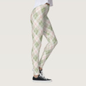 Leggings Green Blush Pink Plaid Stripes (Droite)