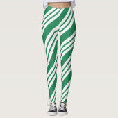 Leggings Green Christmas fêtes Sucre de canne de vacances L (Devant)