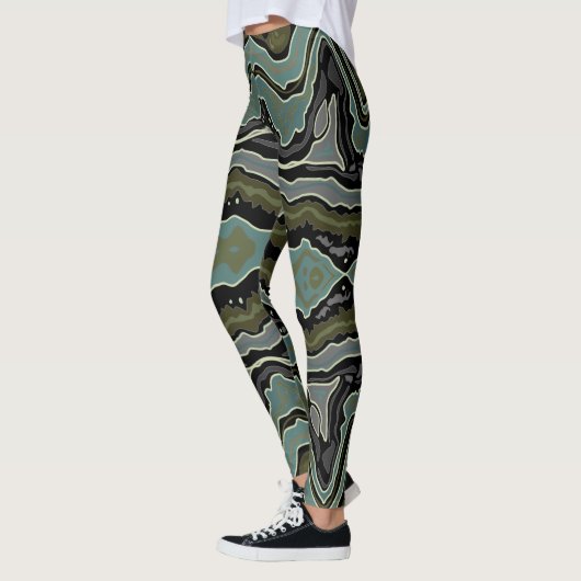 Leggings Green Crazy Lace Agate Funky Boho (Gauche)
