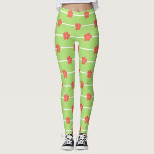 Leggings Green Floral Tiles