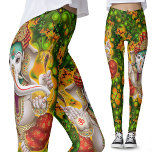 Leggings Green Ganesh God Hippie Boho Festival psychédéliqu<br><div class="desc">Hippie folle Boho Ganesh Dieu Leggings avec un arrière - plan fractal fabuleux style 90s.</div>