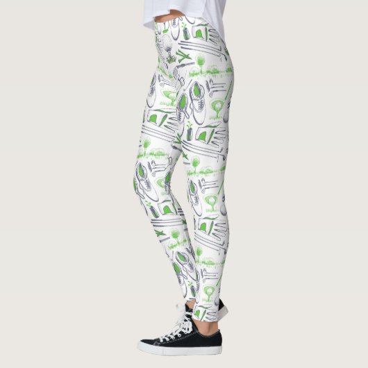 Leggings Green Golf Icons Motif (Gauche)