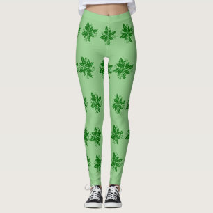Leggings - Green Holly Branches
