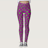 Leggings Green On Purple Pois Design Motif (Devant)