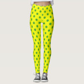 Leggings Green On Yellow Polka Dots Pattern Design  (Devant)