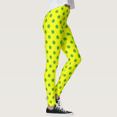 Leggings Green On Yellow Polka Dots Pattern Design 