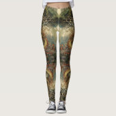 Leggings Green Orange Nature Chinese Tree Dragon Tattoo (Devant)