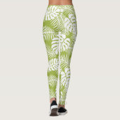 Leggings Green Palm Feuille Rainforest Motif (Dos)