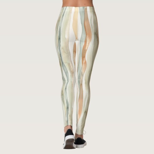 Leggings Green Peach Cream Stripes (Dos)