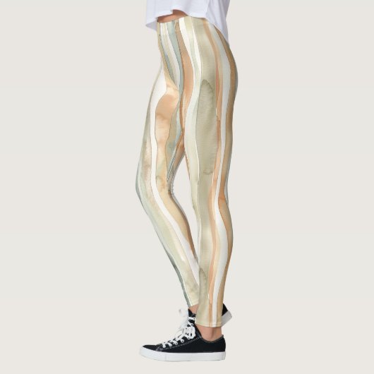 Leggings Green Peach Cream Stripes (Gauche)
