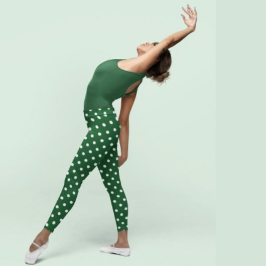 Leggings Green Polka