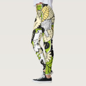 Leggings Green Psychedelic Kawaii Forest Leaf Funny Cool (Gauche)