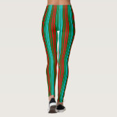 Leggings Green Red Blue Stripes Pattern   (Dos)