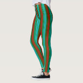 Leggings Green Red Blue Stripes Pattern   (Gauche)